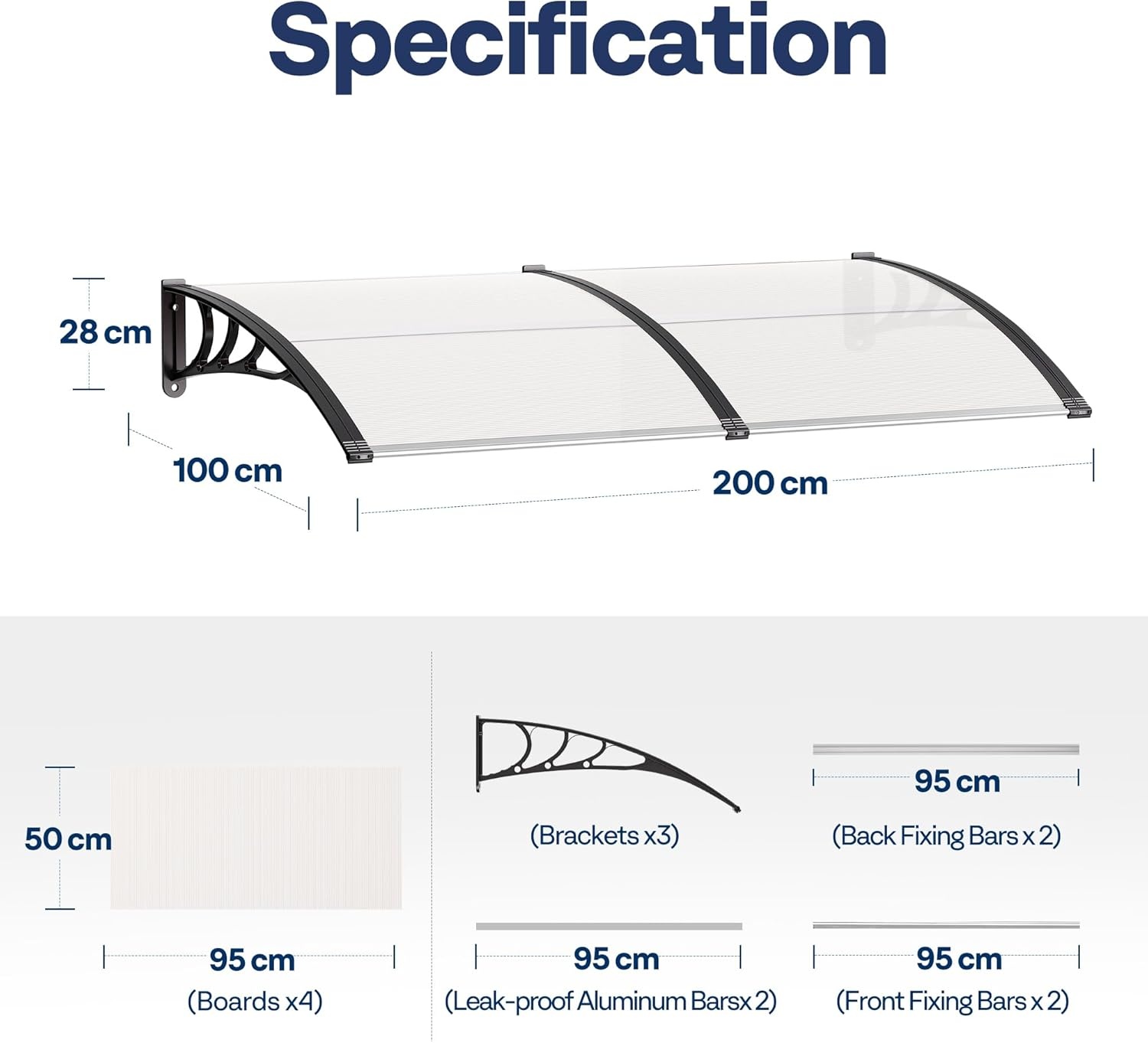 VIVOHOME Luifel - Transparant Polycarbonaat - 29% Korting