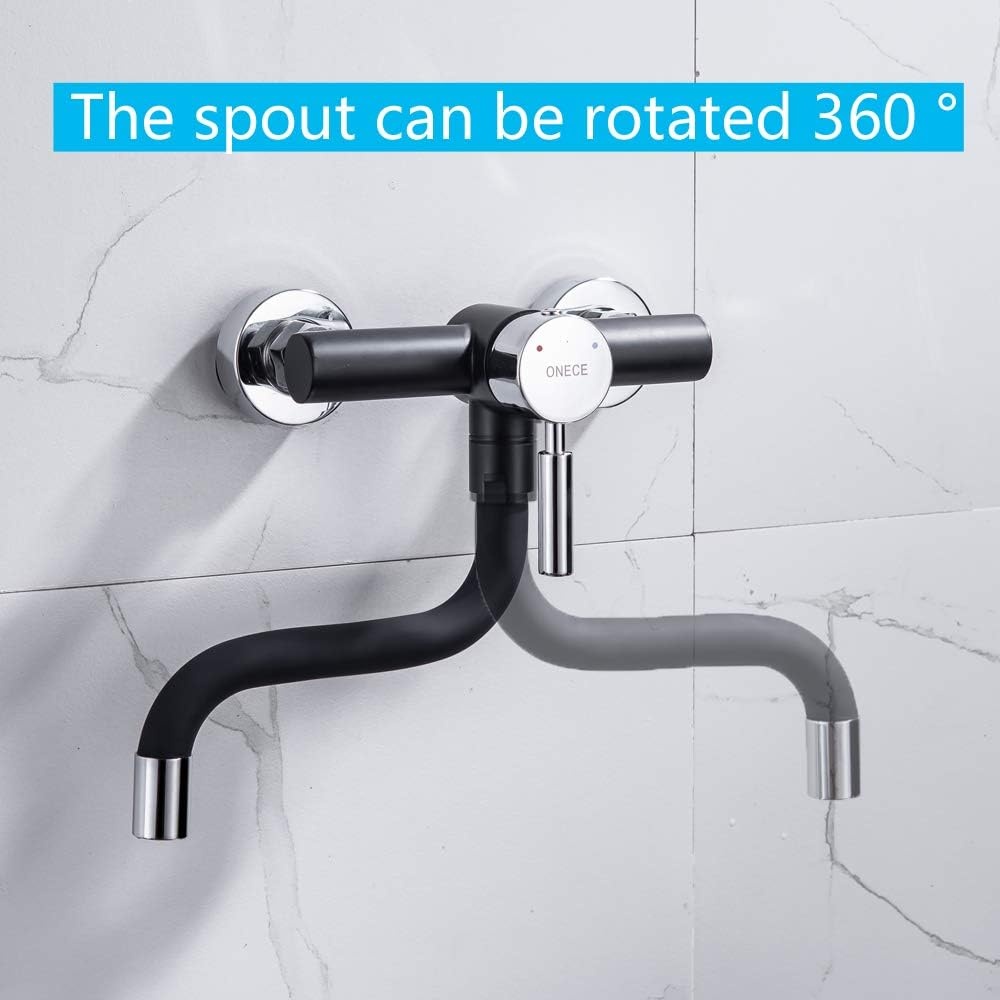 ONECE Wandkraan Keuken Zwart - 360° Draaibaar - 32% Korting