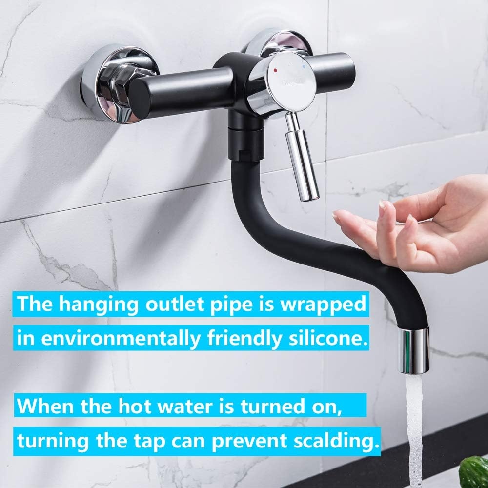 ONECE Wandkraan Keuken Zwart - 360° Draaibaar - 32% Korting