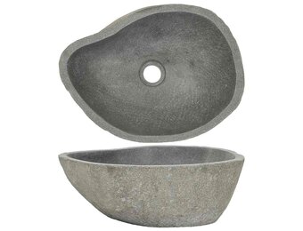 vidaXL Ovale Riviersteen Wastafel - 37-46 cm (34% Korting)
