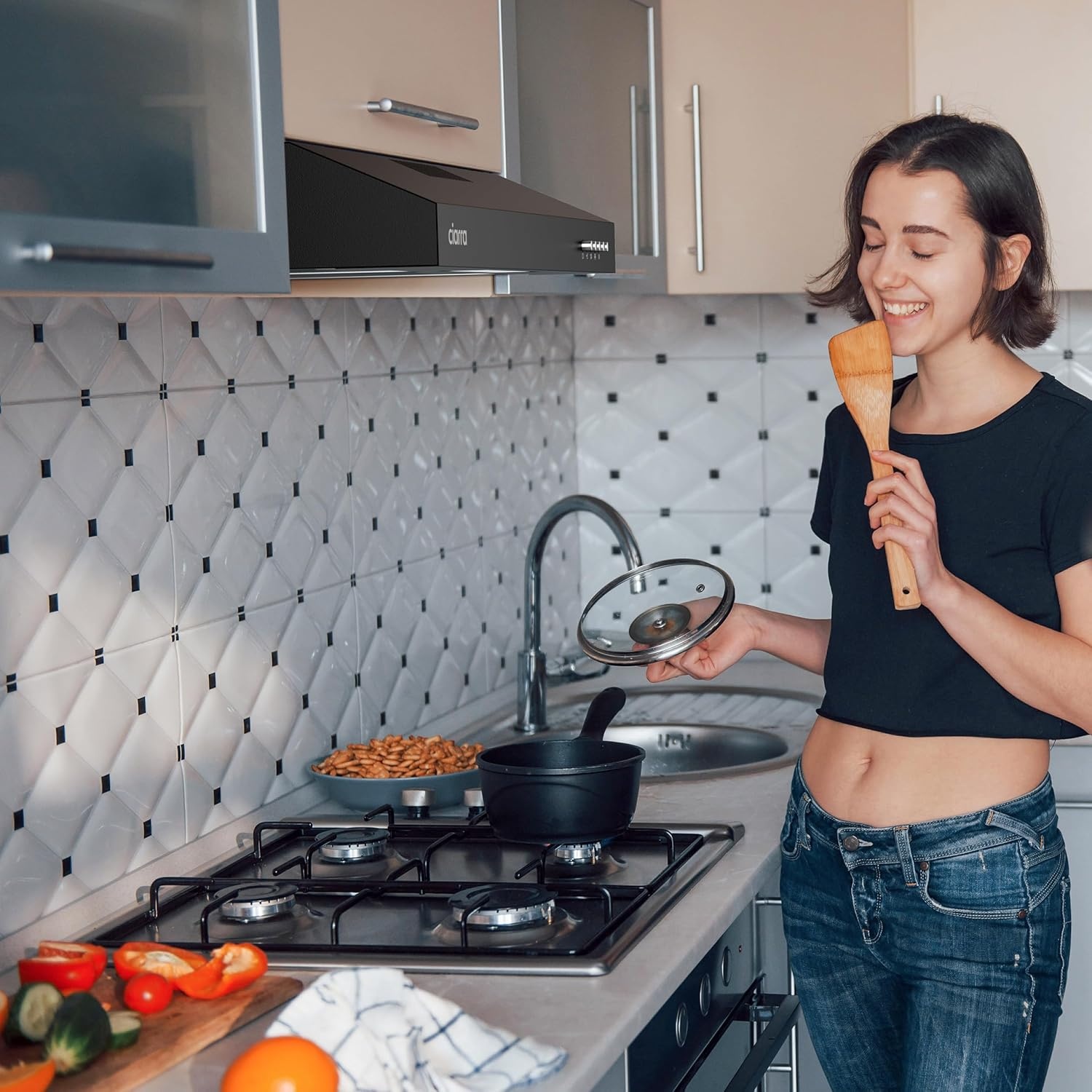 CIARRA Afzuigkap 60cm A+ Zwart - 35% Korting!