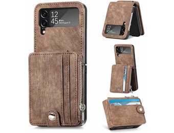ZCDAYE Hoesje voor Samsung Z Flip 4 met Kaartvak - Bruin (22% Korting)