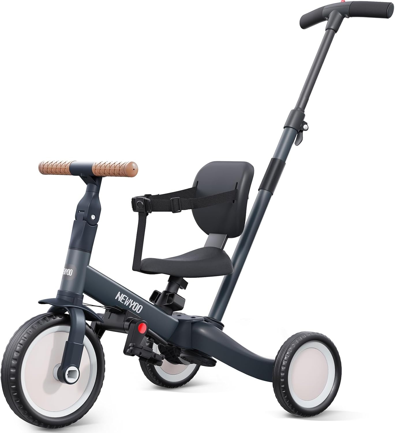 Newyoo Driewieler 5-in-1 met Duwstang - Donkergrijs (-29%)