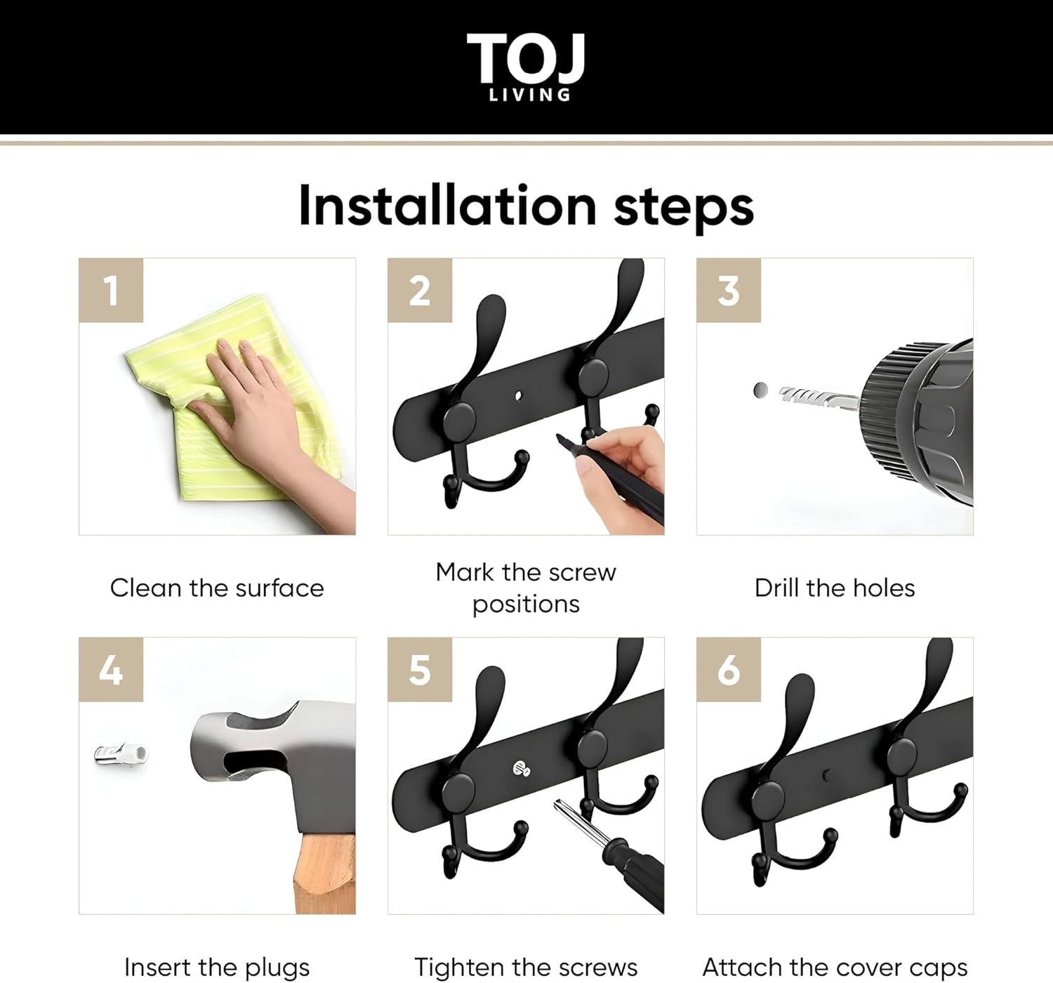 TOJ Wandkapstok 75cm Mat Zwart (13% Korting)