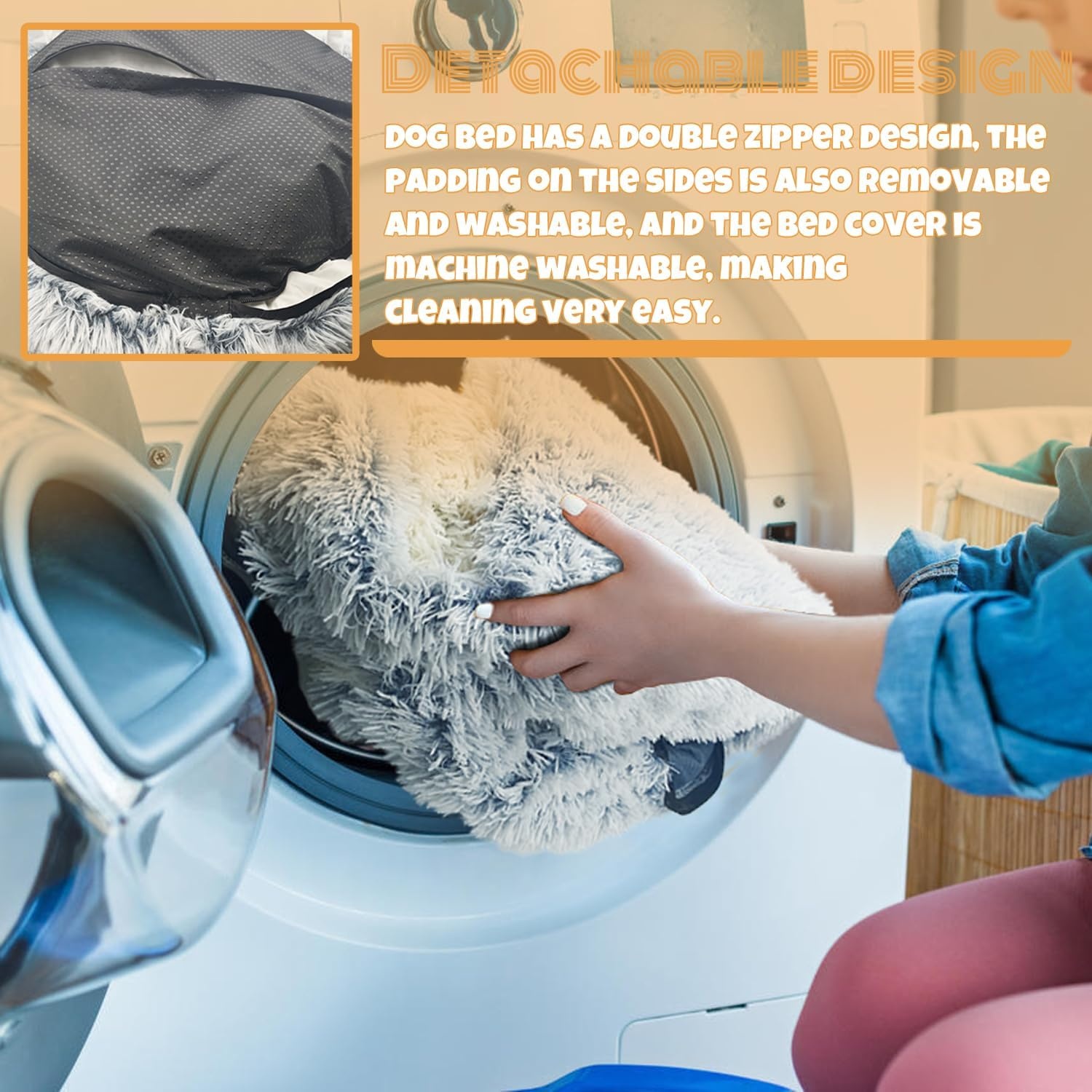 YAGE Hondenbed 80 cm, capuchon met steunen - Pluizig, kalmerend huisdierbed Geschikt voor huisdieren onder de 20 kg met afneembare wasbare hoes, luxe superzachte huisdierengrot bed wasbaar patent nr