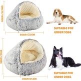 YAGE Hondenbed 80 cm, capuchon met steunen - Pluizig, kalmerend huisdierbed Geschikt voor huisdieren onder de 20 kg met afneembare wasbare hoes, luxe superzachte huisdierengrot bed wasbaar patent nr