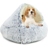 YAGE Hondenbed 80 cm, capuchon met steunen - Pluizig, kalmerend huisdierbed Geschikt voor huisdieren onder de 20 kg met afneembare wasbare hoes, luxe superzachte huisdierengrot bed wasbaar patent nr