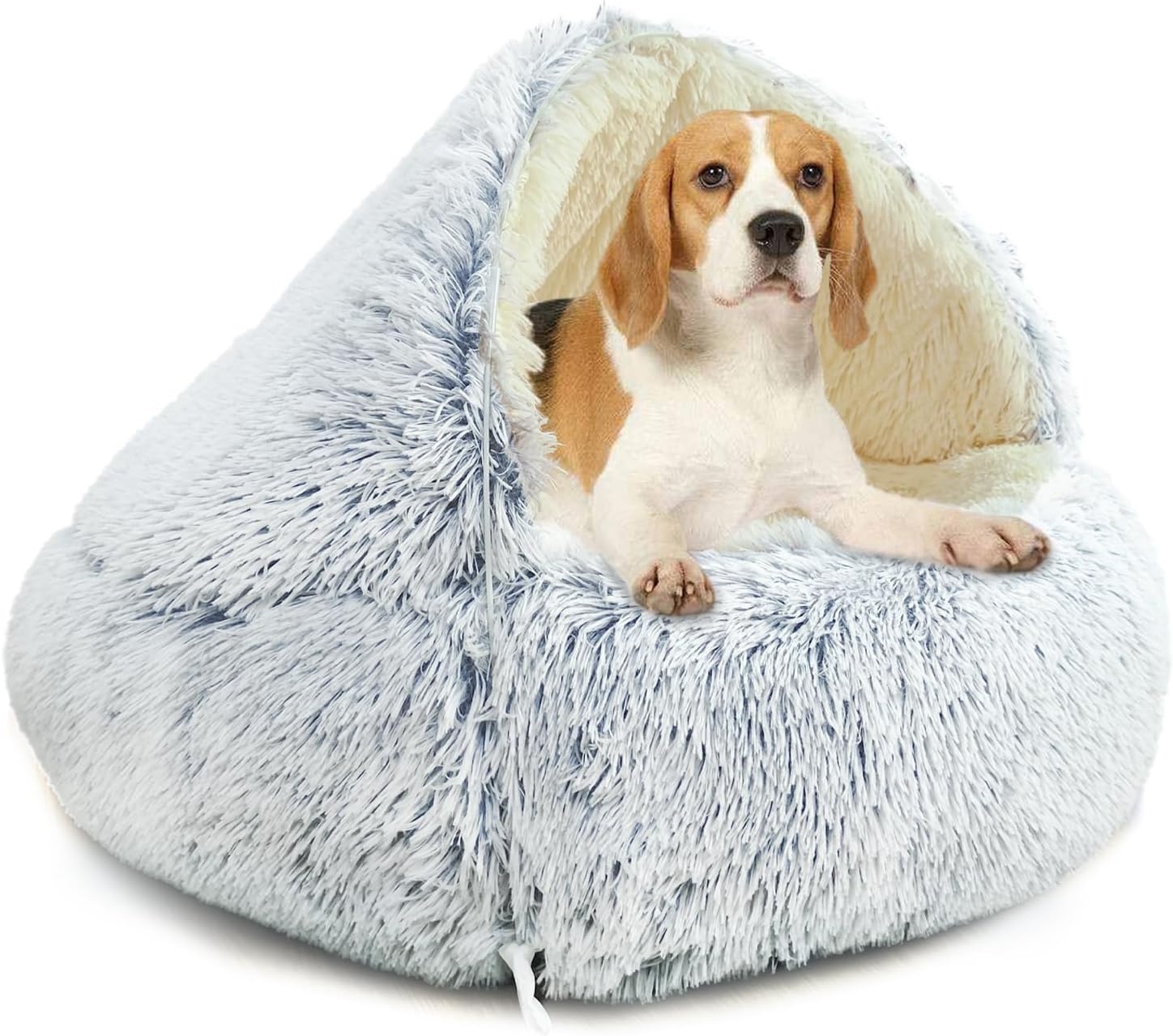 YAGE Hondenbed 80 cm, capuchon met steunen - Pluizig, kalmerend huisdierbed Geschikt voor huisdieren onder de 20 kg met afneembare wasbare hoes, luxe superzachte huisdierengrot bed wasbaar patent nr