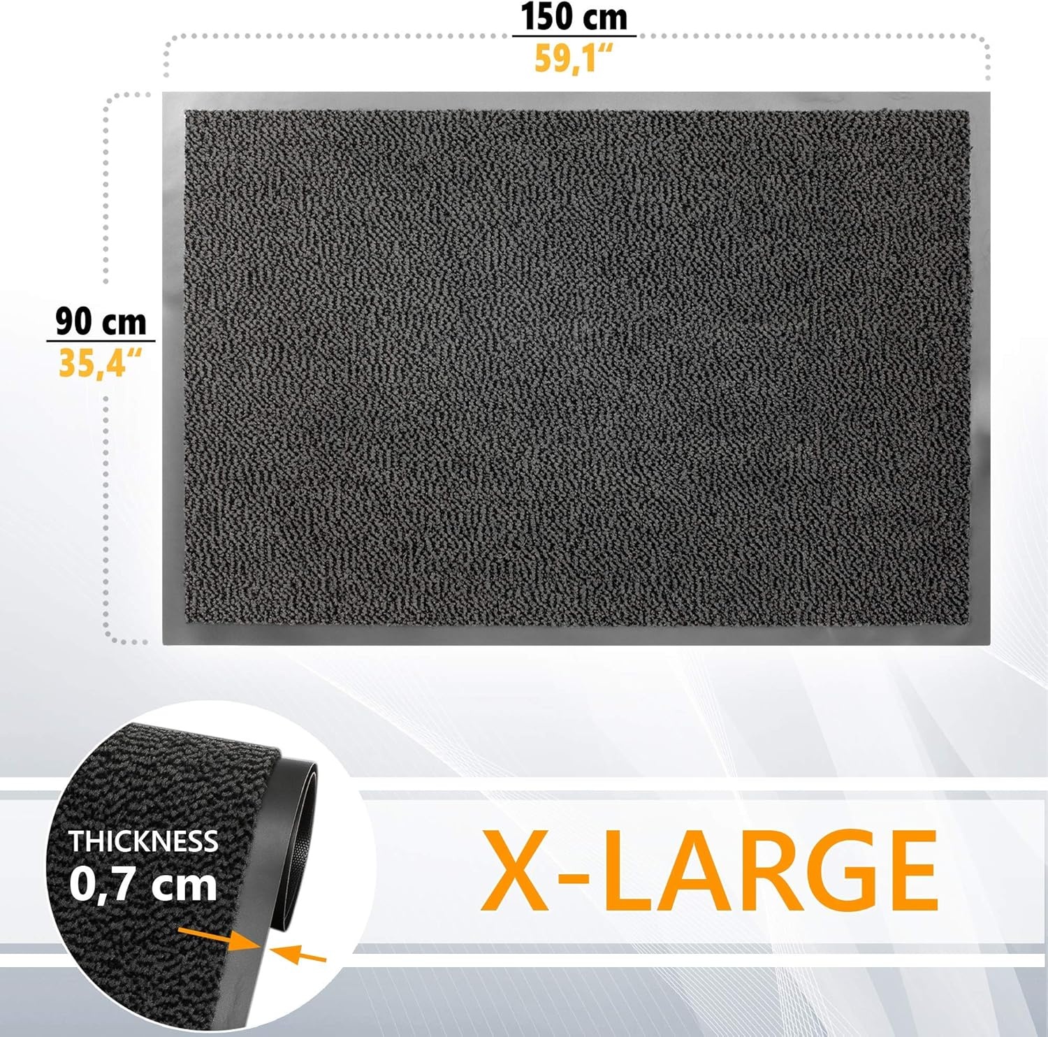 GadHome Deurmat Zwart Antraciet 90x150cm - 26% Korting!