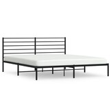 vidaXL Bedframe met hoofdbord metaal zwart 200x200 cm