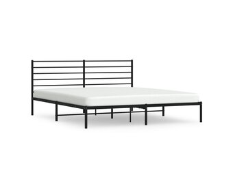 vidaXL Bedframe met hoofdbord metaal zwart 200x200 cm