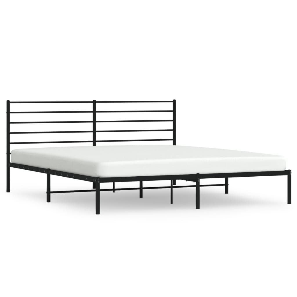 vidaXL Bedframe met hoofdbord metaal zwart 200x200 cm