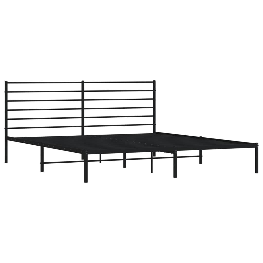 vidaXL Bedframe met hoofdbord metaal zwart 200x200 cm