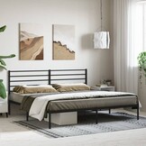 vidaXL Bedframe met hoofdbord metaal zwart 200x200 cm