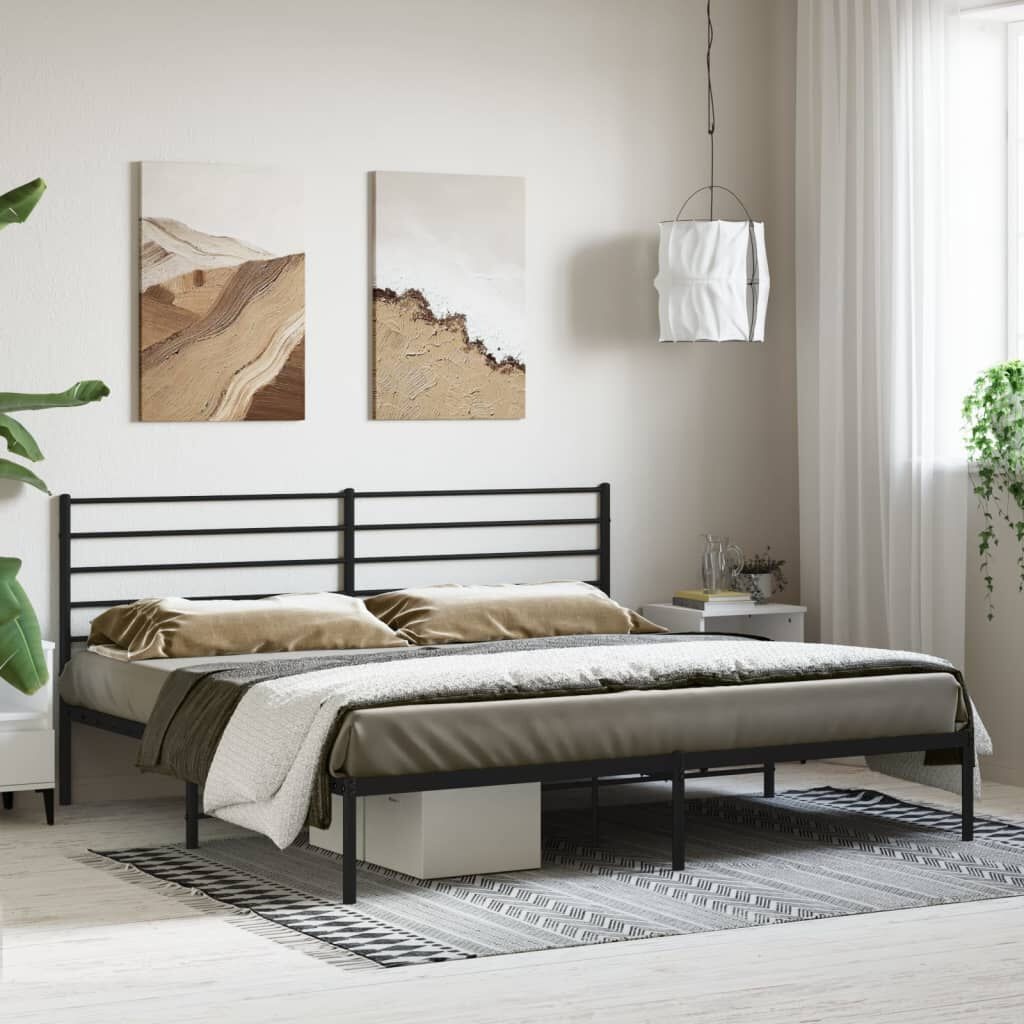vidaXL Bedframe met hoofdbord metaal zwart 200x200 cm