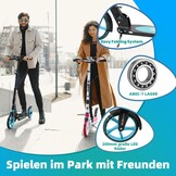 Kinderstep voor kinderen van 8 tot 12 jaar/volwassenen, 2 wielen, 3-traps verstelbaar stuur, achterwielrem, opvouwbaar, led-lichtwielen