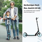 Kinderstep voor kinderen van 8 tot 12 jaar/volwassenen, 2 wielen, 3-traps verstelbaar stuur, achterwielrem, opvouwbaar, led-lichtwielen