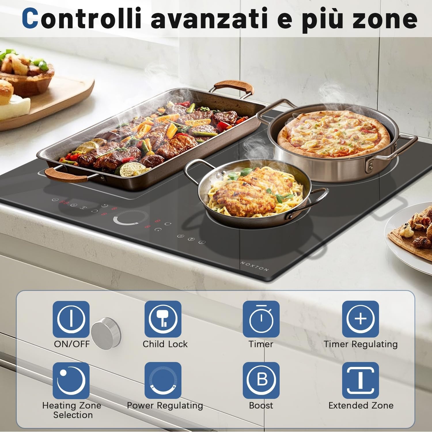 NOXTON Inductie Kookplaat 60cm - Flexzones & Booster - 29% Korting!