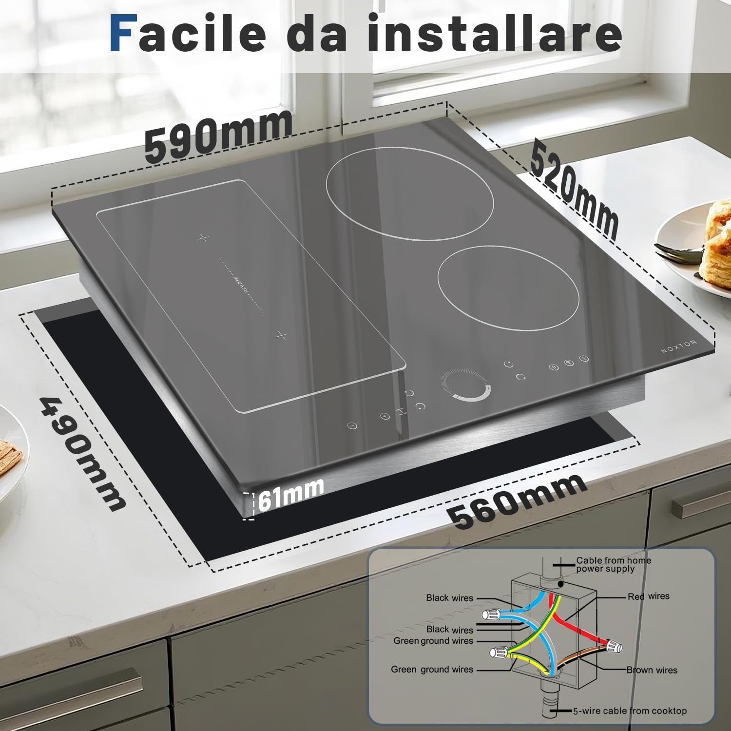 NOXTON Inductie Kookplaat 60cm - Flexzones & Booster - 29% Korting!