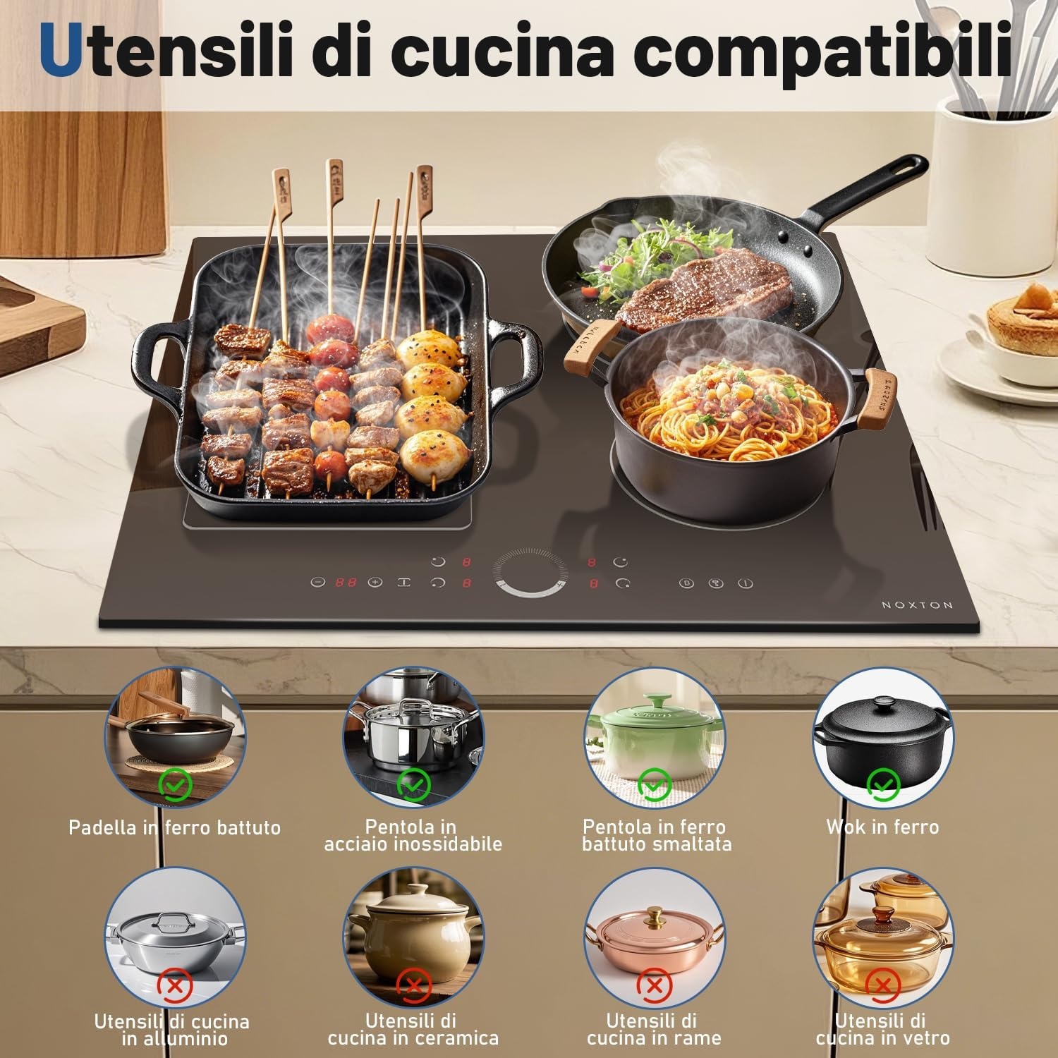 NOXTON Inductie Kookplaat 60cm - Flexzones & Booster - 29% Korting!