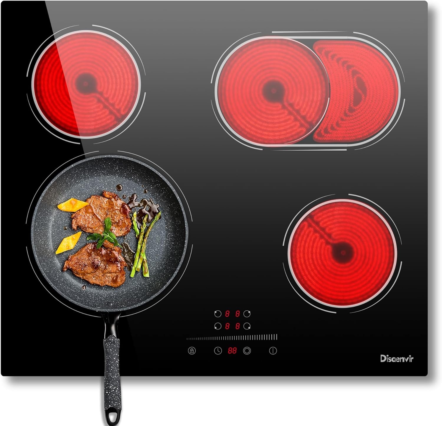 Keramische kookplaat 4 platen 60 cm 6600 W