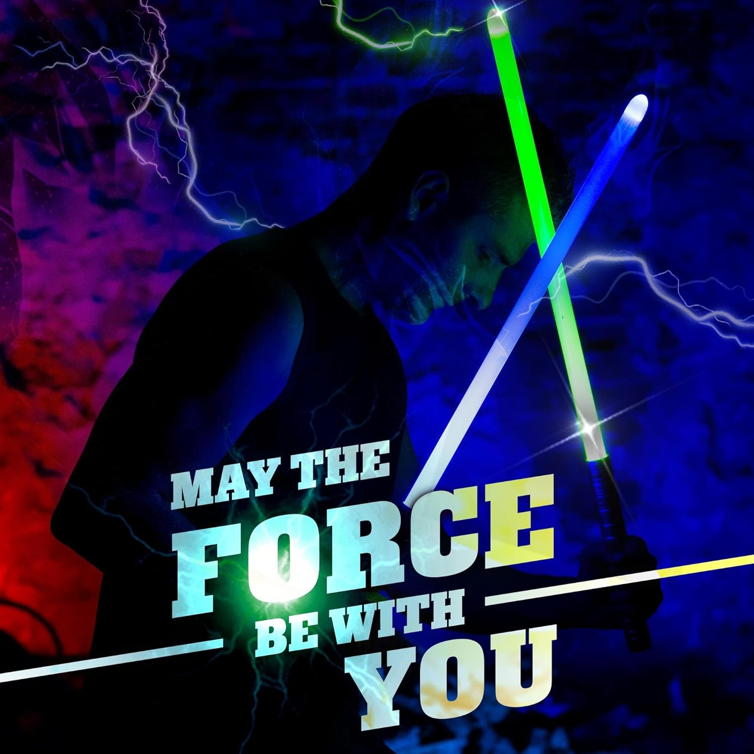 2x Lichtzwaard met Geluid & Licht - 15 Kleuren - Metaal Handvat