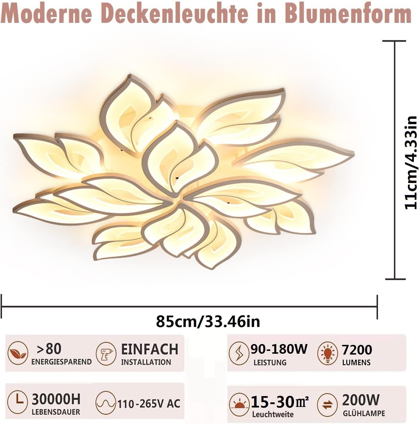 LED Plafondlamp Dimbaar, 90-180W met Afstandsbediening App, Kleurverandering Moderne Woonkamerlamp Plafondlamp, Energiebesparend Eimming Plafondverlichting Slaapkamerlamp