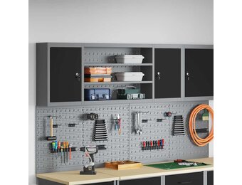 vidaXL Gereedschapskast met plank Zwart en grijs 150 x 20 x 55 cm