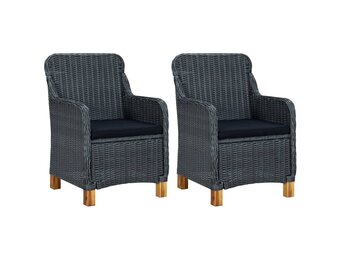 vidaXL Tuinstoelen 2 st met kussens poly rattan donkergrijs