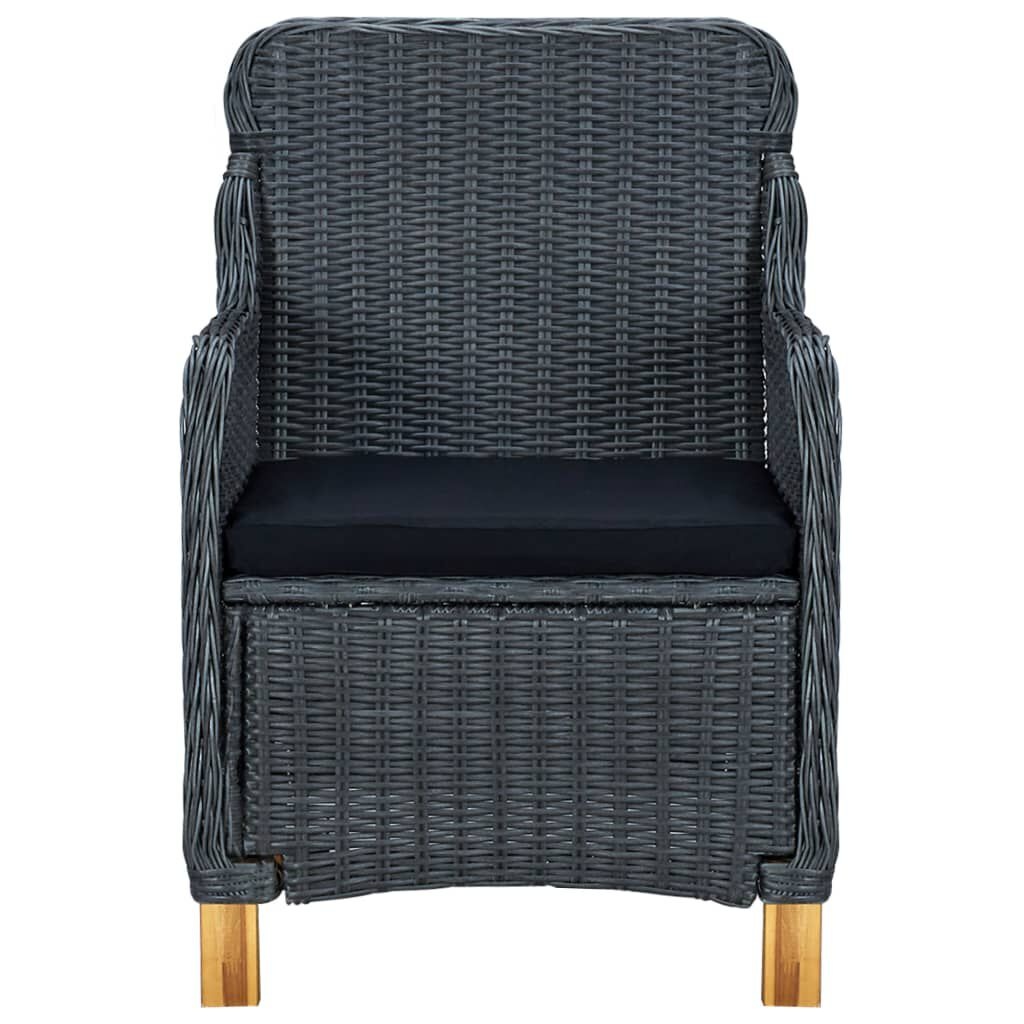 vidaXL Tuinstoelen 2 st met kussens poly rattan donkergrijs