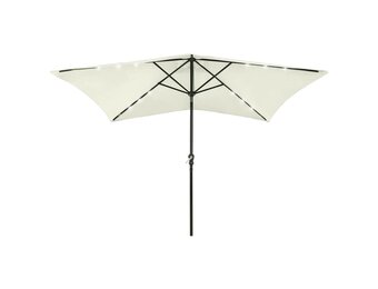 vidaXL Parasol met LED's en stalen paal 2x3 m zandkleurig