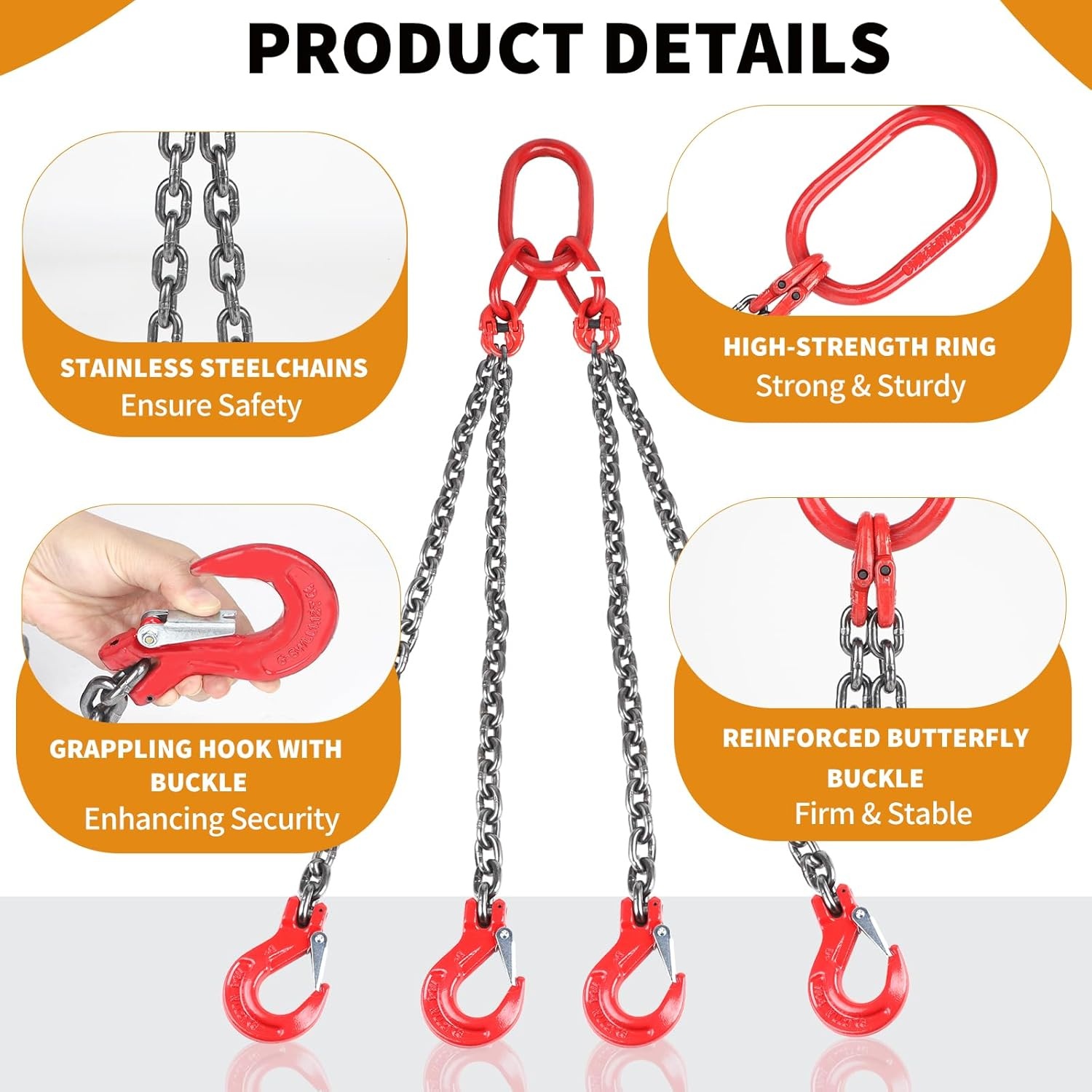 Robuuste 4-strengs kettinghanger 1m G80 - 28% Korting