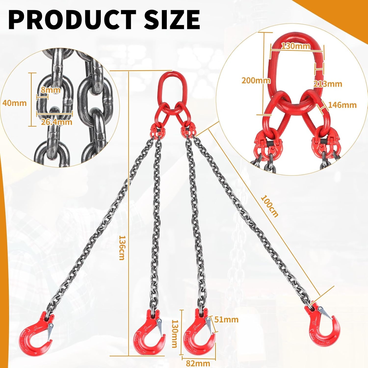 Robuuste 4-strengs kettinghanger 1m G80 - 28% Korting