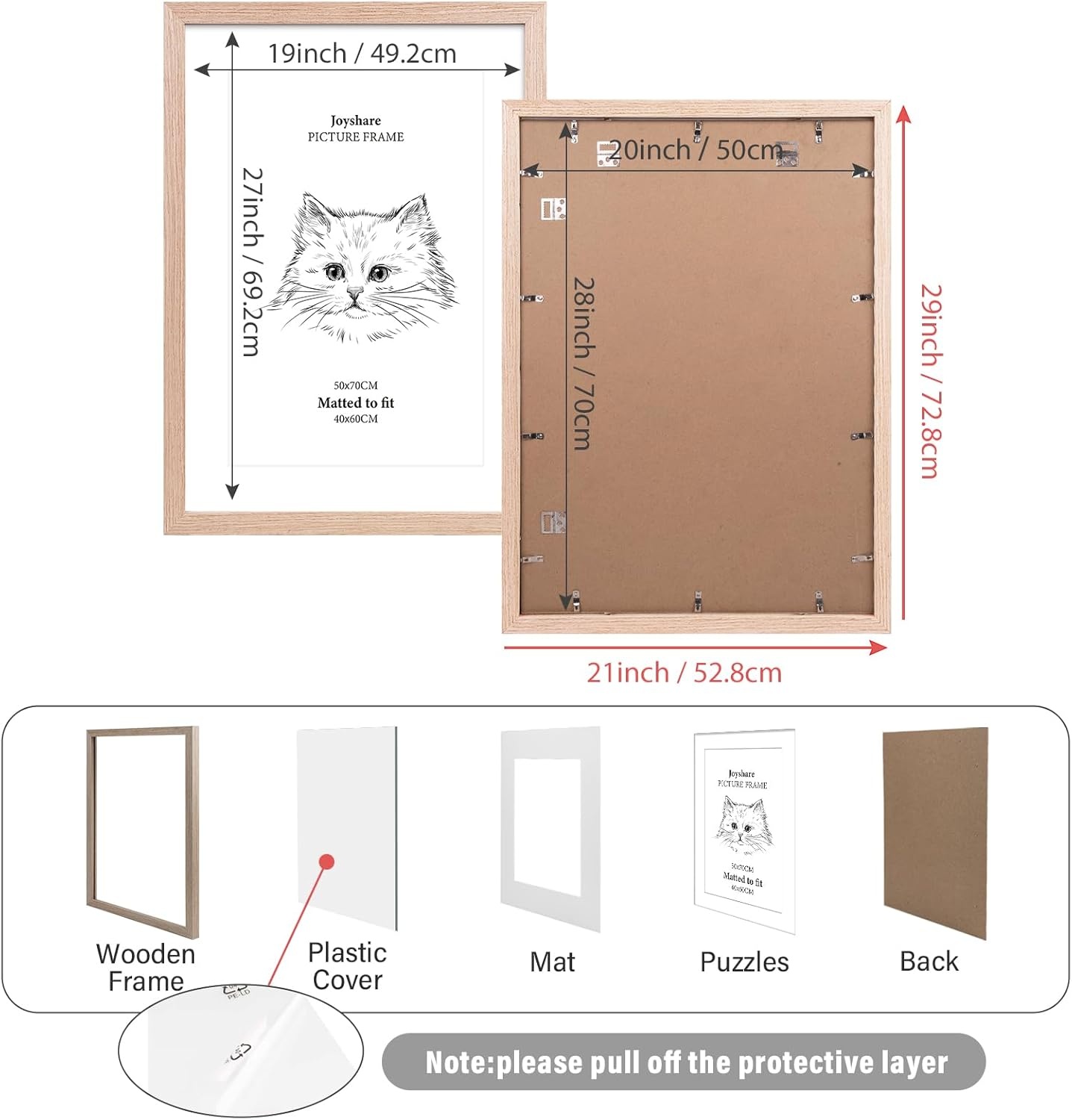 Houten Fotolijst 50x70cm met Passe-partout - 26% Korting