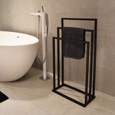 Handdoekenrek Badkamer - 3 Armen - Zwart - 56% Korting