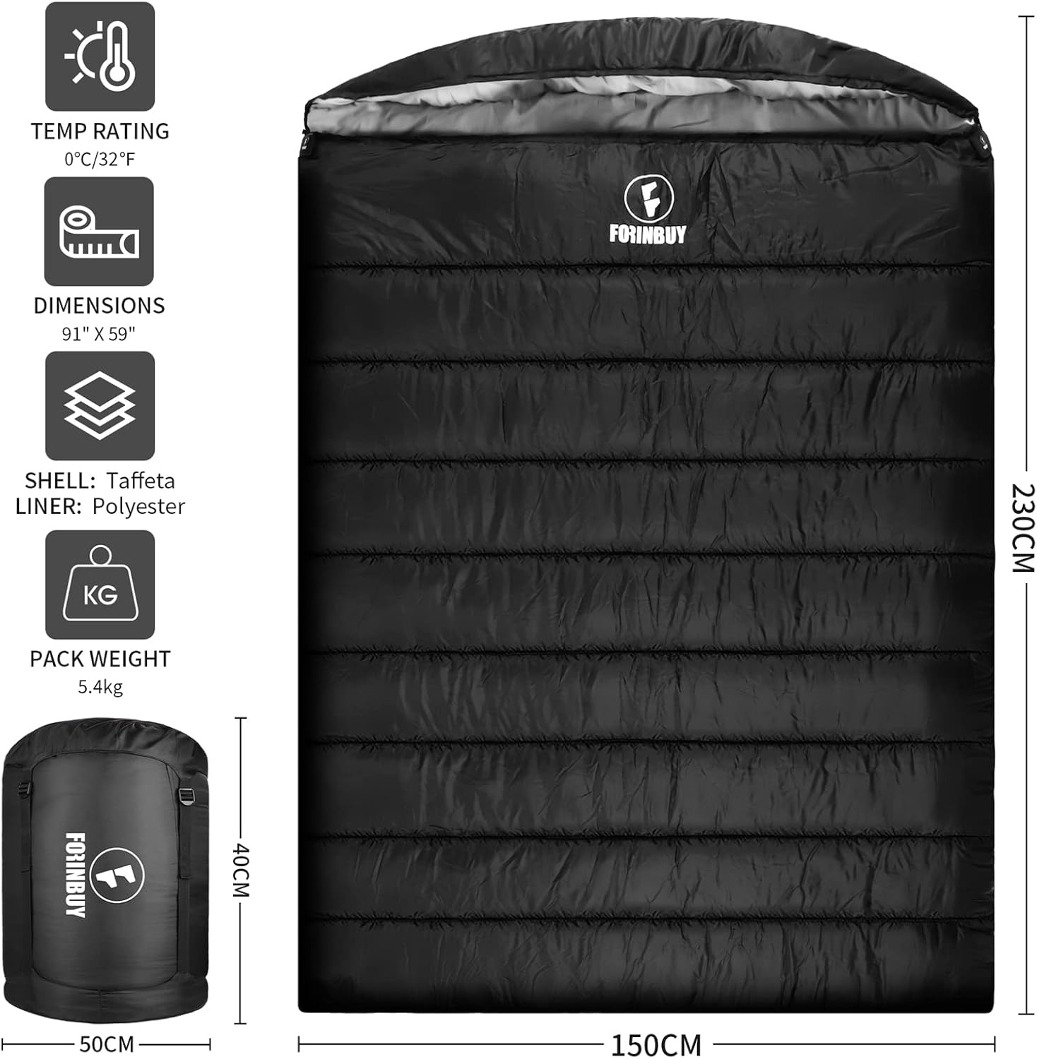 Dubbele Slaapzak 0°C - Winter - 2 pers. - 25% Korting