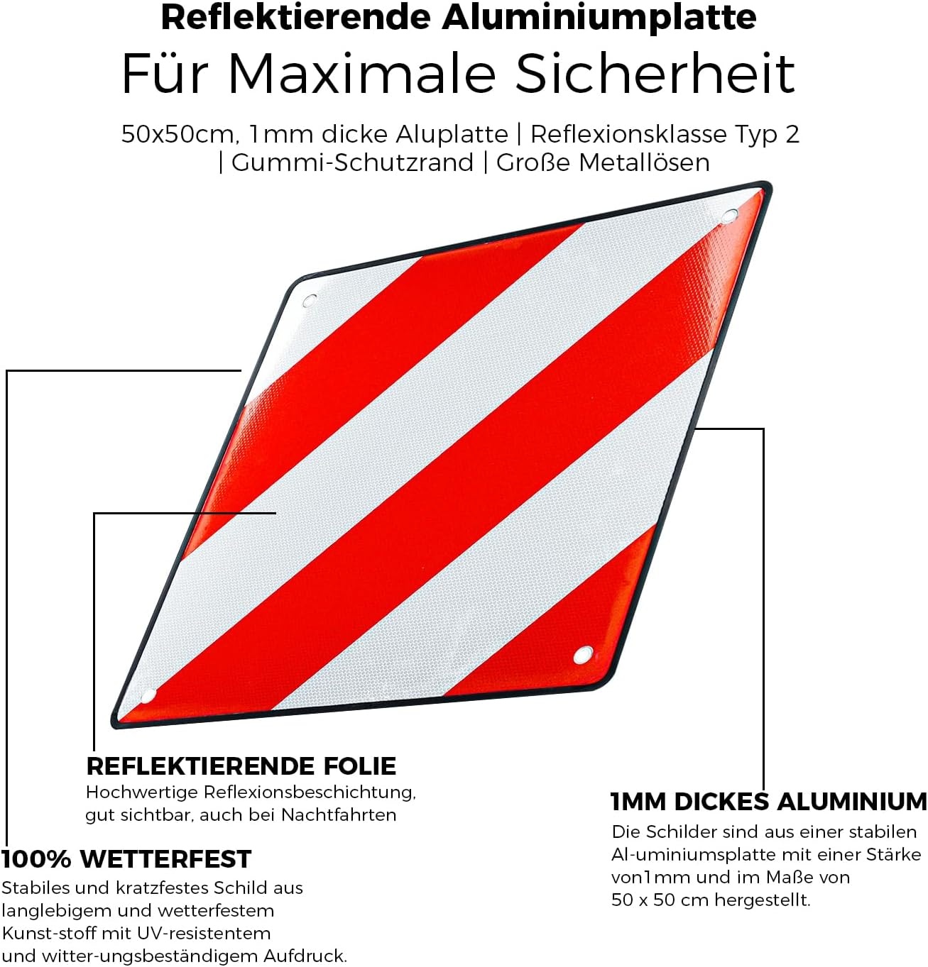 2-in-1 Waarschuwingsbord Italië/Spanje (50x50cm) - 24% Korting!