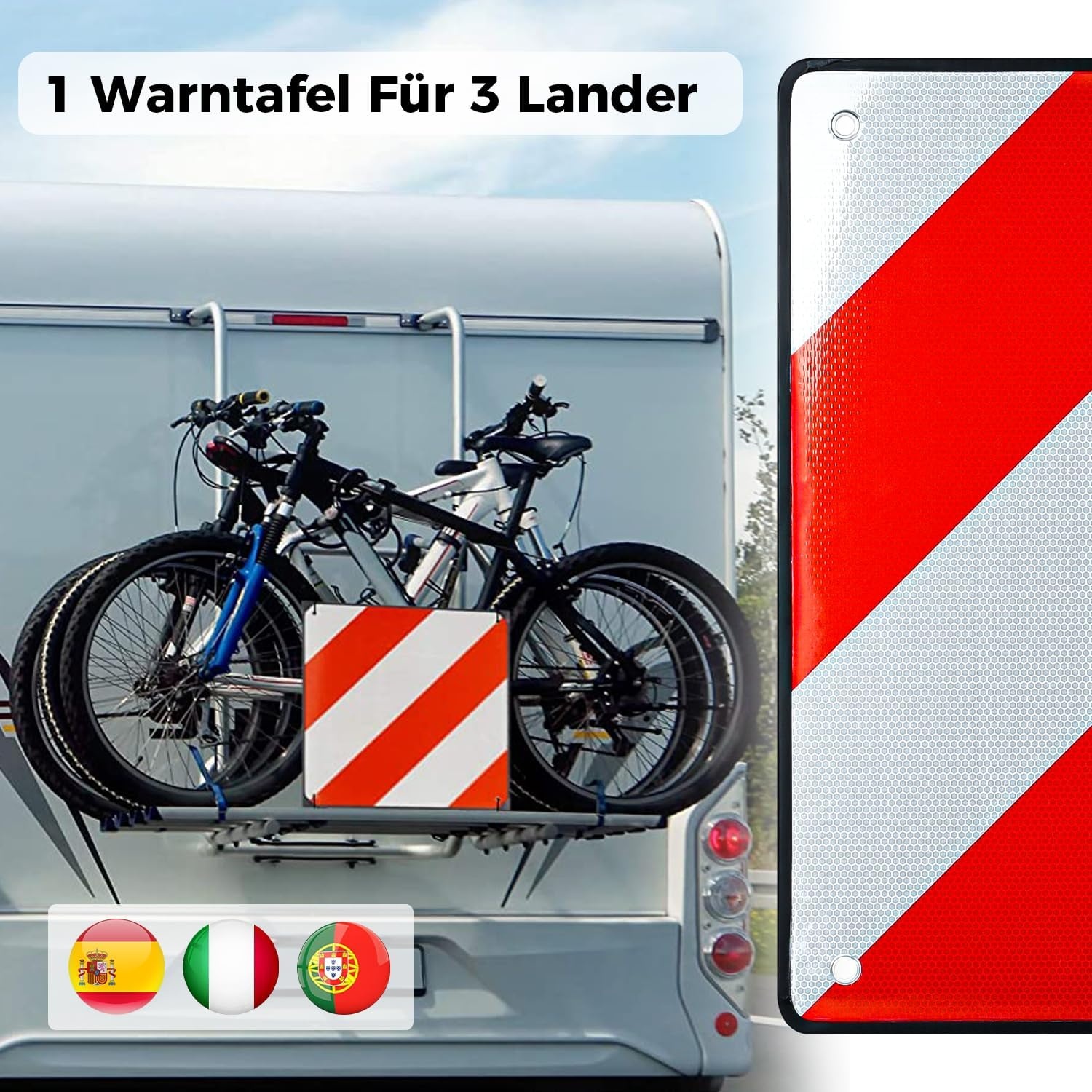2-in-1 Waarschuwingsbord Italië/Spanje (50x50cm) - 24% Korting!