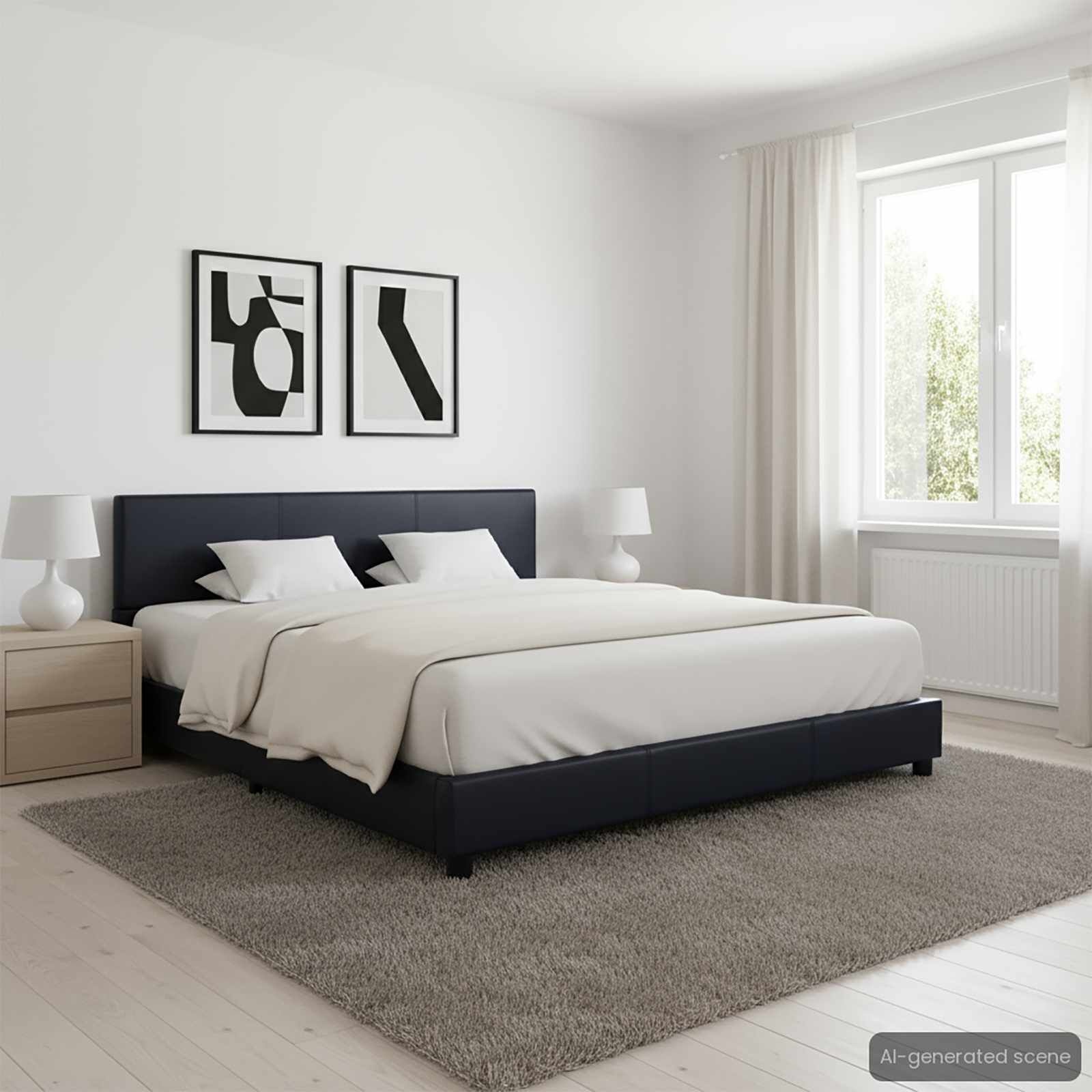 Zwart Kunstleer Bedframe (160x200 cm) - 34% Korting!