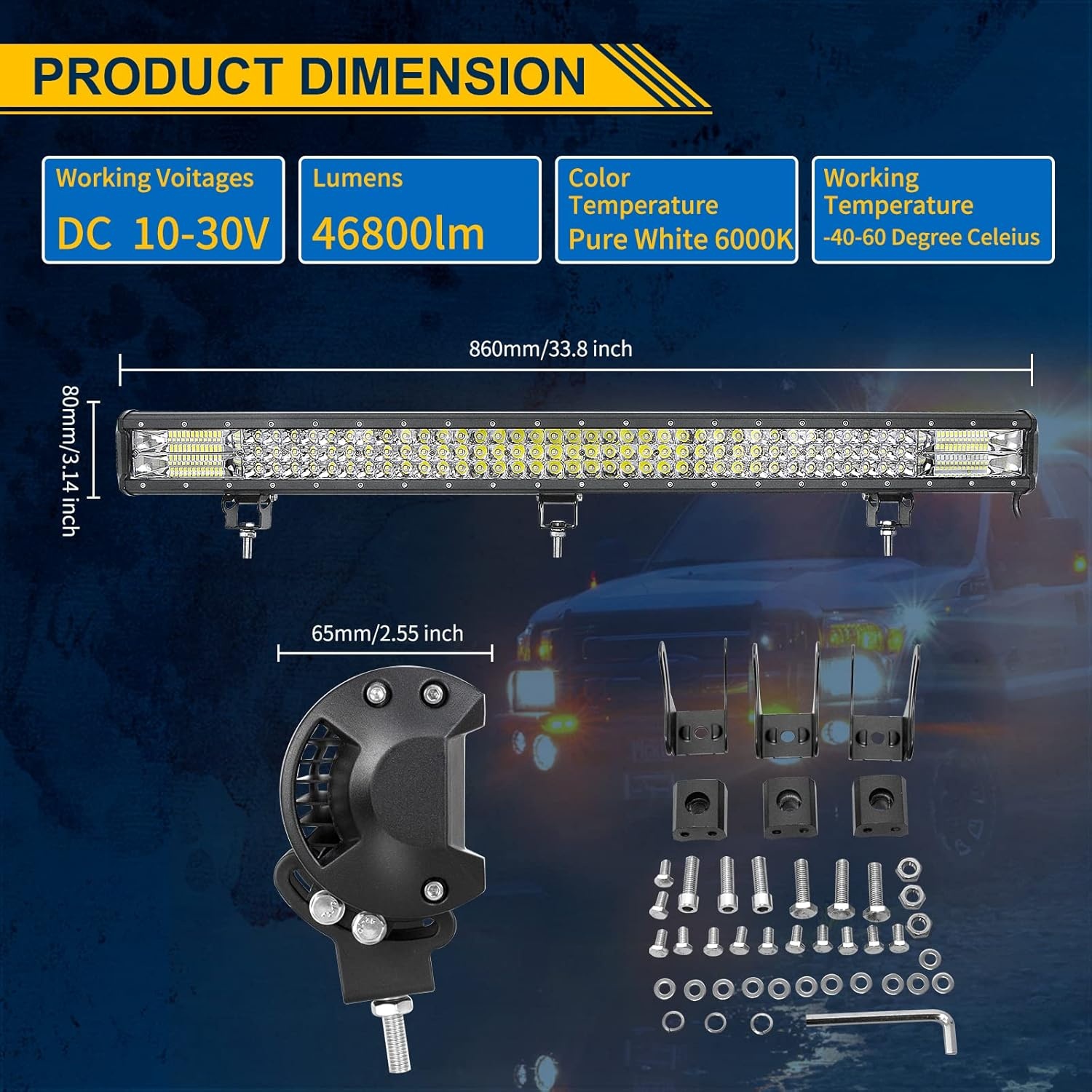AUXTINGS 86cm LED Lichtbalk 468W - 28% Korting