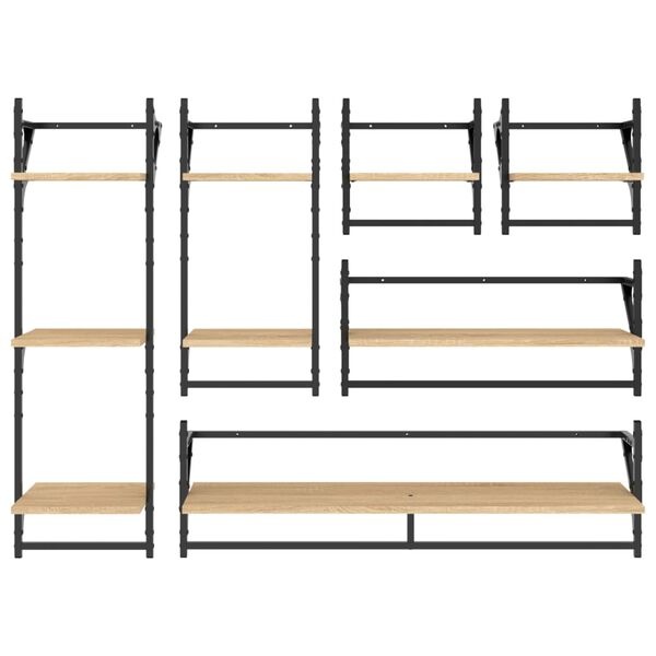 vidaXL 6-delige Wandschappenset Sonoma Eiken (32% Korting)