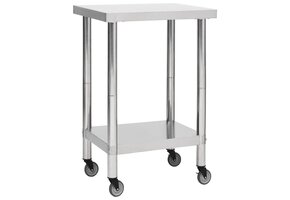 RVS Keukenwerktafel met Wielen - 60x60x85 cm - 41% Korting!