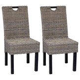 vidaXL Eetkamerstoelen Kubu Rattan & Mangohout - 2 stuks (61% korting)