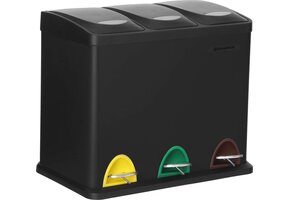 Vuilnisbak 3 Vakken Zwart 45% Korting