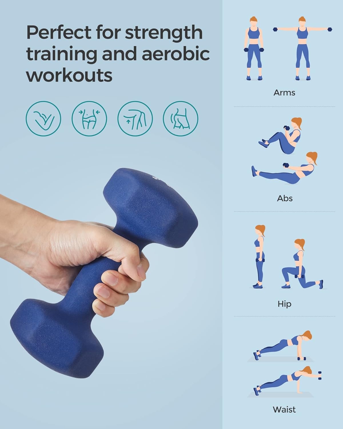 SONGMICS Dumbbells Set Blauw (2x4kg) - Nu 23% Korting!