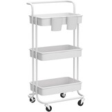 SONGMICS Rolwagen Wit - 3 Niveaus - 25% Korting