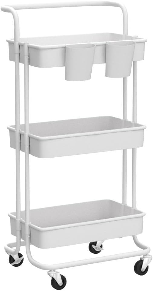 SONGMICS Rolwagen Wit - 3 Niveaus - 25% Korting