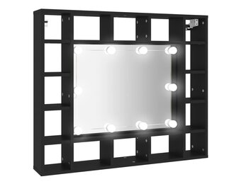 Spiegelkast met LED-verlichting (91x15x76,5 cm) Zwart - 47% Korting!
