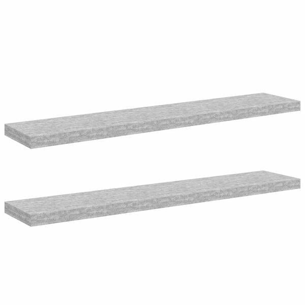 vidaXL Wandschappen zwevend 2 st 120x23,5x3,8 cm MDF betongrijs