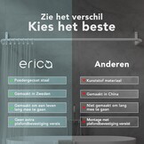 Erica ​U-Vormige Douchestang, 70x165x70cm, Hoekdouchestang voor Badkuip zonder Beugel aan het Plafond, PVC-Vrije Kunststof Coating, Roestvrij. Wit.